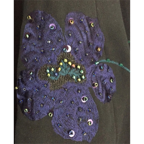 ICE black floral embroidered beaded full midi skir - Picture 4 of 8